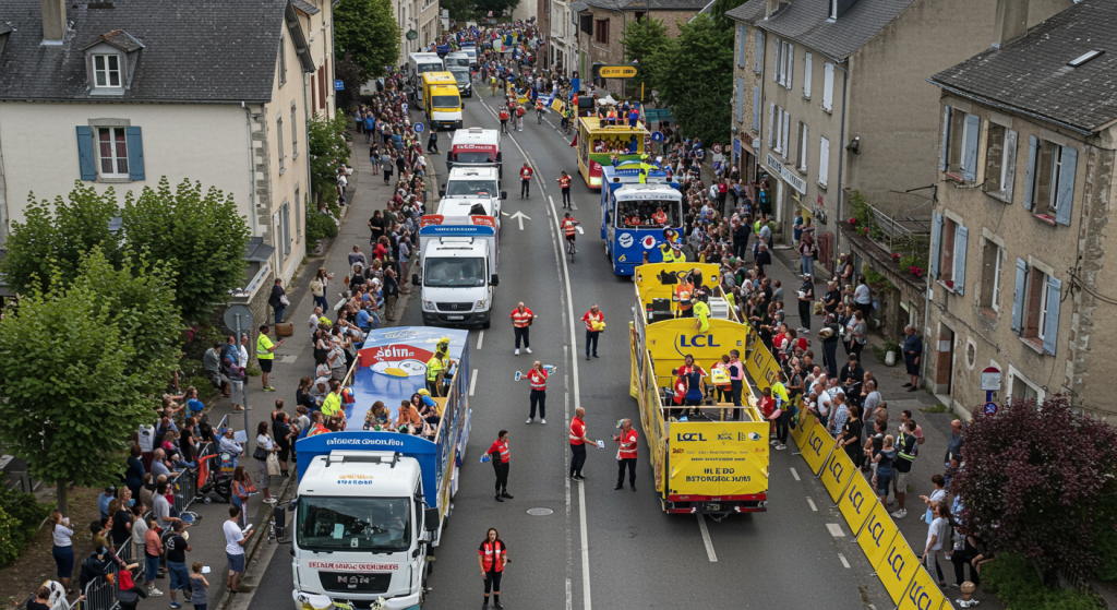 La caravane du tour de France vue de haut