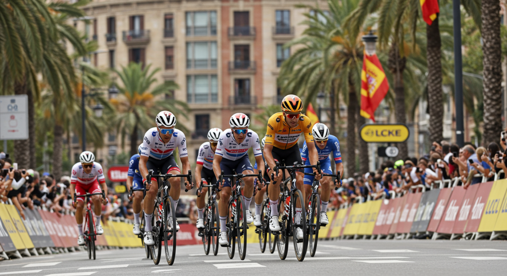 Cyclistes professionnels pendant le tour de France à Barcelone